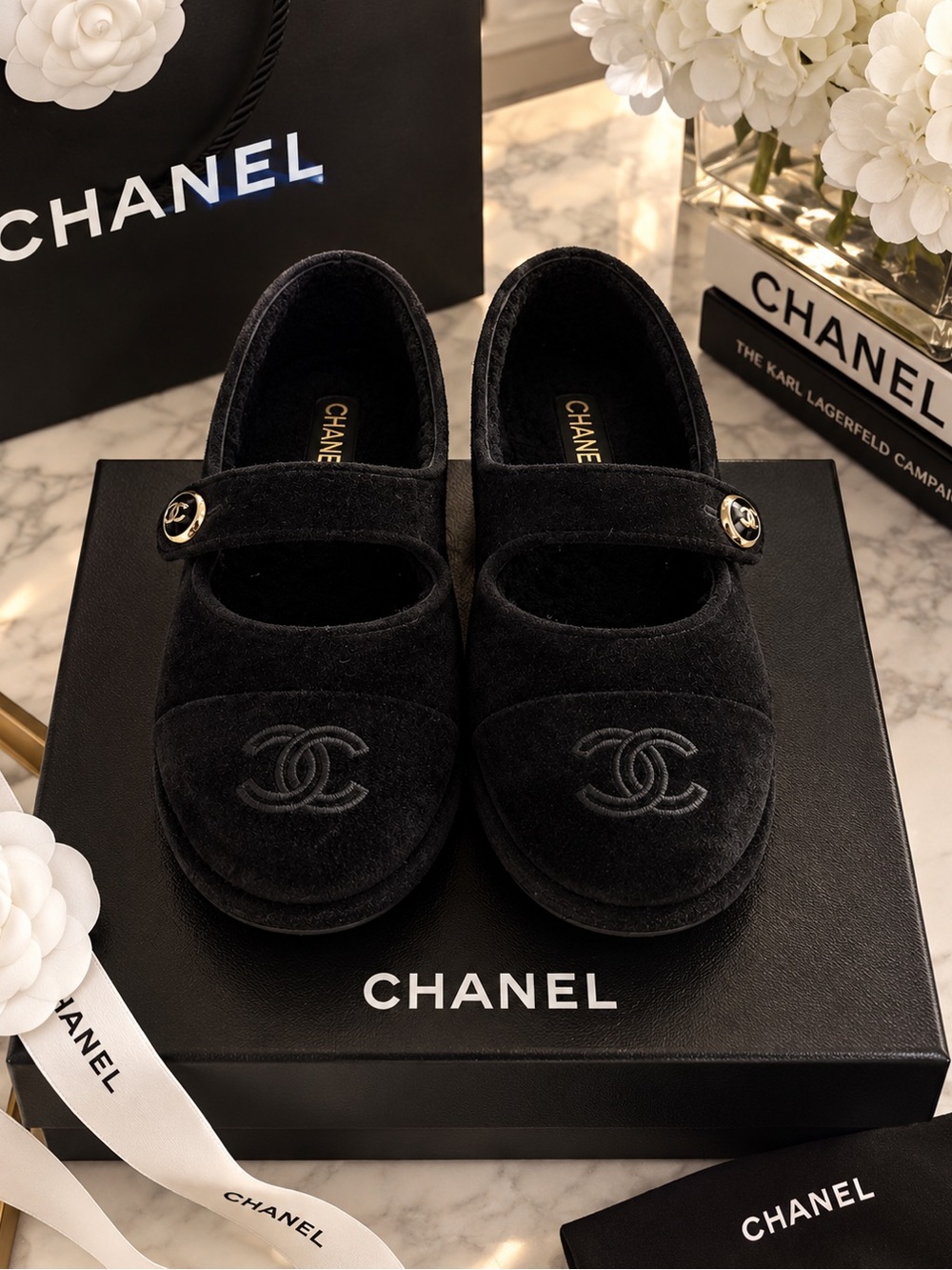 Chanel Suede & Shearling Mary Jane’s